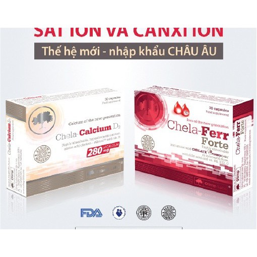 Combo Chela Calcium - Chela Ferr Forte - Bổ sung Canxi, Sắt, D3, C, B6, B12, Iron- Giúp mẹ khỏe, bé phát triển toàn diện