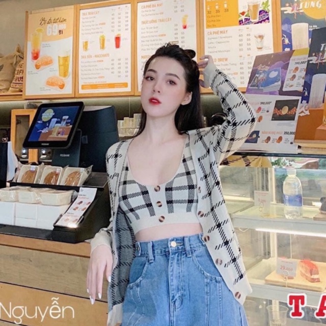 SET ÁO LEN KẺ 2 CHI TIẾT