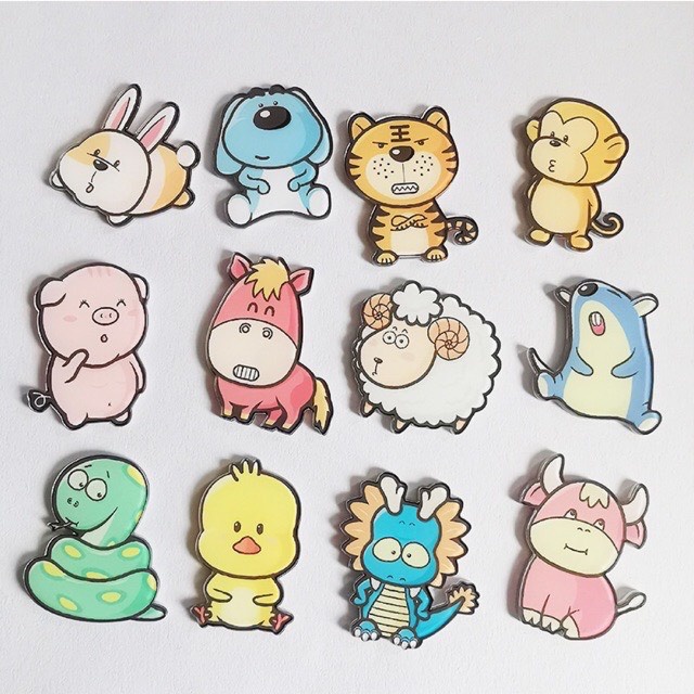 Sticker ghim cài áo balo hình hoạt hình dễ thương phong cách Hàn Quốc - 901