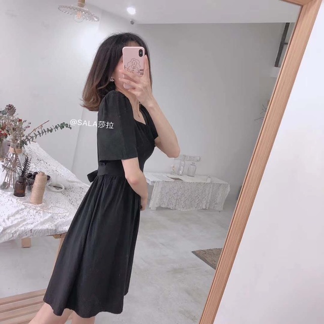 XẢ HÀNG - VÁY CỔ VUÔNG CHẤT MÁT MS16267