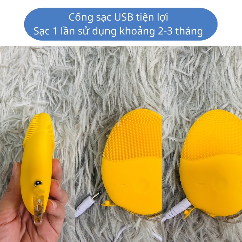 Máy rửa mặt cầm tay UNISONIC, Máy rửa mặt mini lông silicone siêu mềm làm sạch da an toàn và hiệu quả, Bảo hành 12 tháng