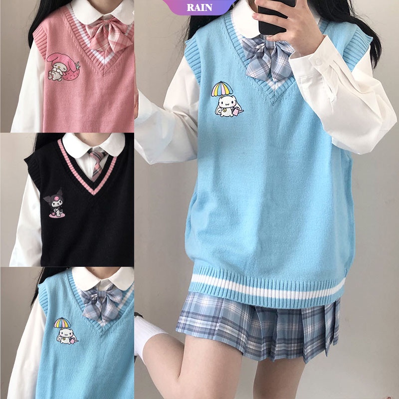 Áo Khoác Len Cổ Chữ V In Họa Tiết Hoạt Hình Cinnamoroll My Melody Sanrio Dễ Thương Thời Trang Xuân Thu Cho Nữ