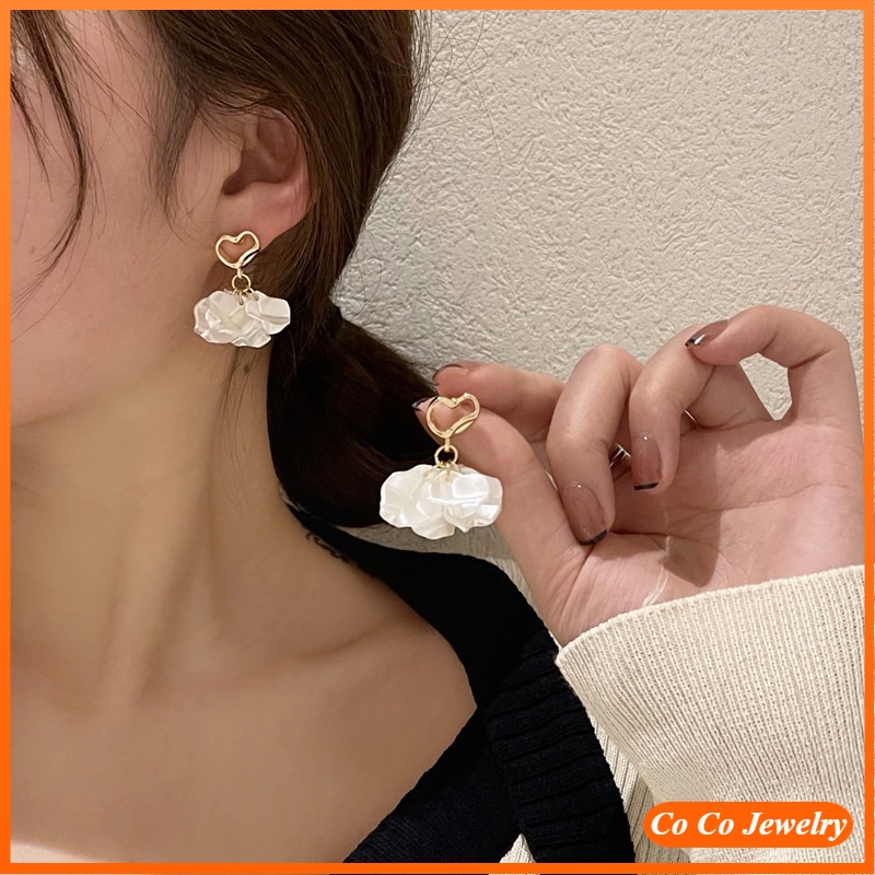 Hoa tai hình bông hoa trong suốt đính pha lê phong cách ngọt ngào cho nữ