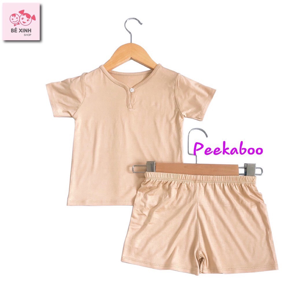 Đồ bộ cộc tay cho bé trai bé gái Peekaboo [Giá lẻ=sỉ] bộ trẻ em cho bé trai gái hàn quốc chất thun lạnh CỔ TYM cộc nút