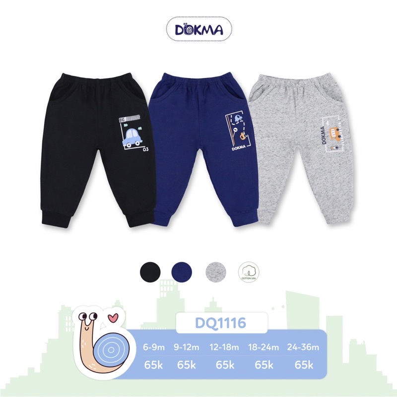 Quần dài bo gấu bé trai dokma (9-36m) DQ1116