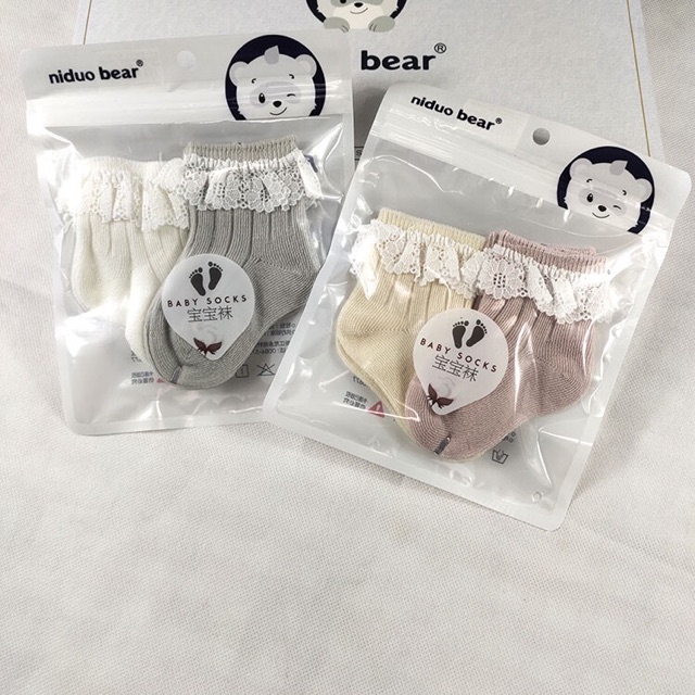 [CAO CẤP] SET 2 TẤT VIỀN REN BÉ GÁI CAO CẤP MỀM DỊU ÊM ÁI 100% COTTON 0-5 TUỔI