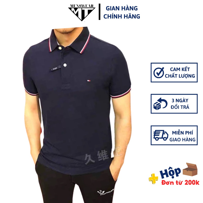 Áo polo thêu cổ viền đỏ cho nam bảng 4 màu