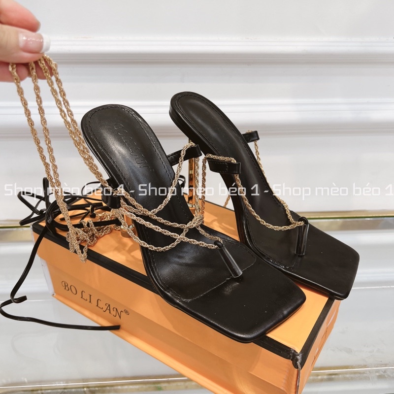 Sandal kẹp xỏ ngón quai xích cuốn chân gót nhọn fullbox hàng quảng châu cao cấp