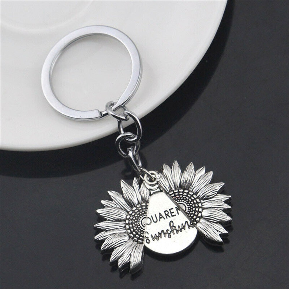 Móc khóa mặt hình hoa hướng dương cổ điển thời trang tùy chọn màu sắc cho nữ