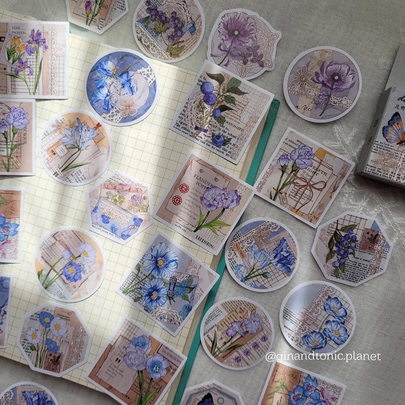 Set 23 sticker thực vật và quote dùng trang trí junk journal và vintage journal - ginandtonic