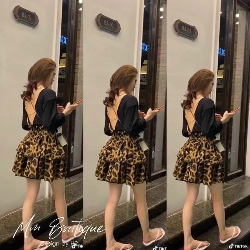 ❤️ SET ÁO THUN DÂY XÍCH + CHÂN VÁY BEO TẦNG #200k