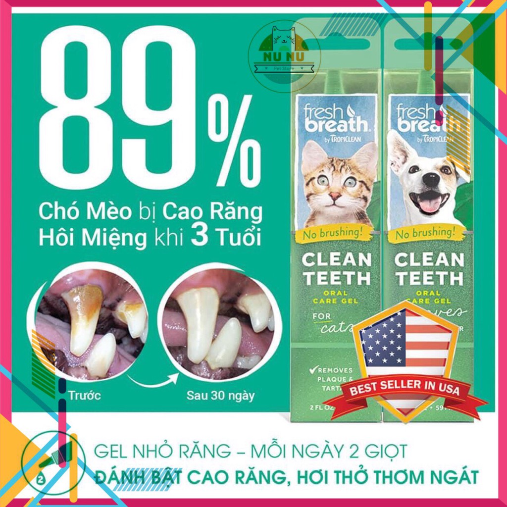 [DỄ SỬ DỤNG, CẦN THIẾT CHO MÈO, KHÔNG CẦN BÀN CHẢI] Gel làm sạch răng miệng cho mèo Clean Teeth - 59ml