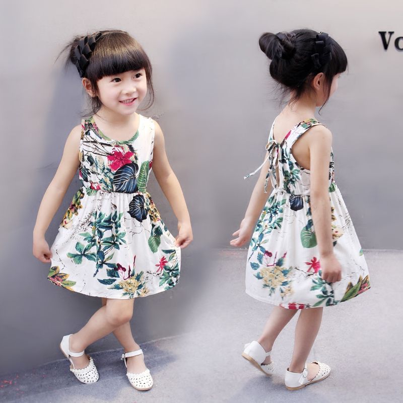 Váy không tay bé gái, Váy in chữ, Váy vest trẻ em, Váy công chúa