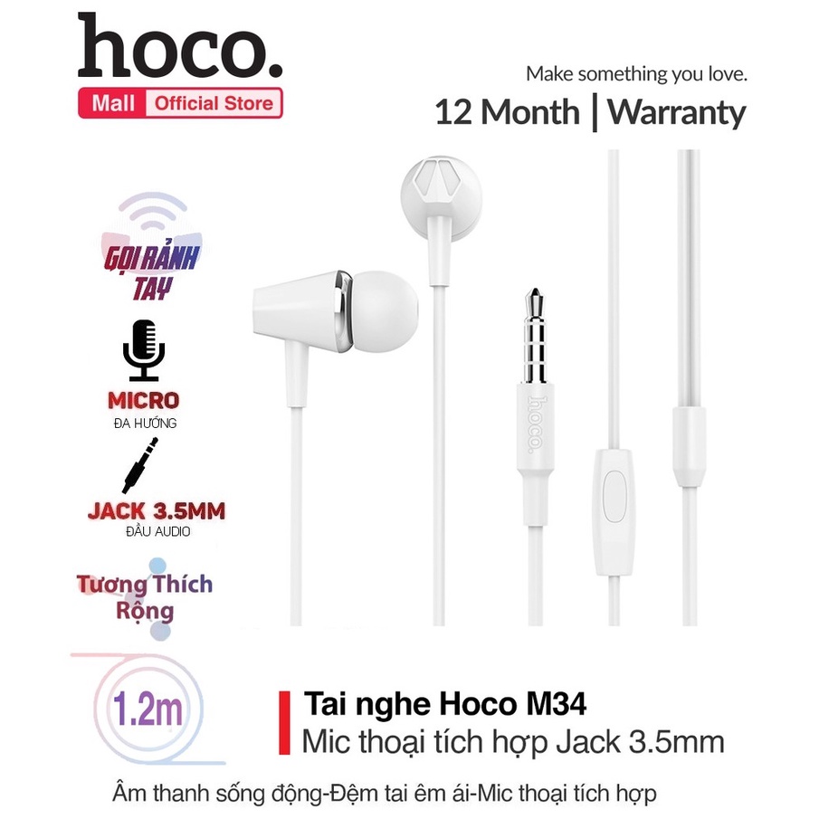 Tai nghe nhét tai Hoco M34 chính hãng FREE SHIP