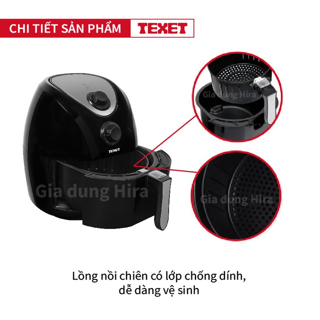 [Xả Kho Cuối Năm] Nồi Chiên ko Dầu TEXET AF-611 3.2l, Nồi Chiên Không Dầu Thương Hiệu Anh Quốc BH 12 Tháng