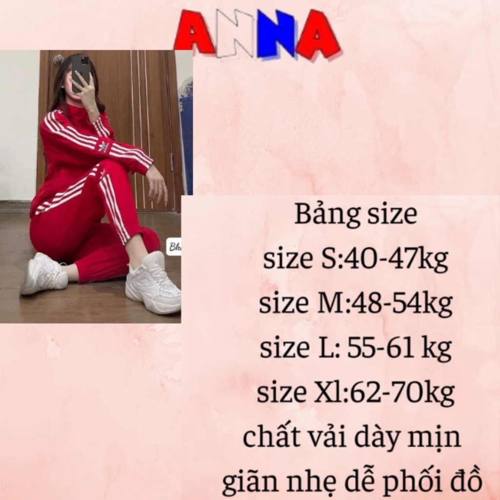 Bộ thể thao Adidas nữ sét bộ thu đông, quần bo ống chất umi dày mịn siêu đẹp  ANNA-FASHION