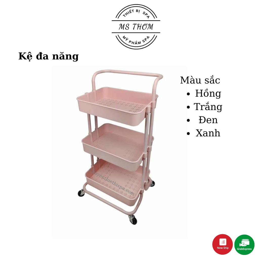 Xe đẩy spa chuyên dụng 3 tầng - kệ để đồ trang điểm - kệ bỉm sữa đa năng