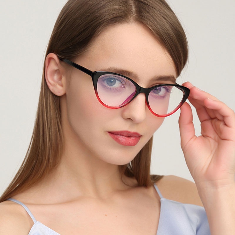 (AIMURUSI) COD Mắt Kính Chống Ánh Sáng Xanh Hình Mắt Mèo Phong Cách INS Thời Trang Cho Nam / Nữ