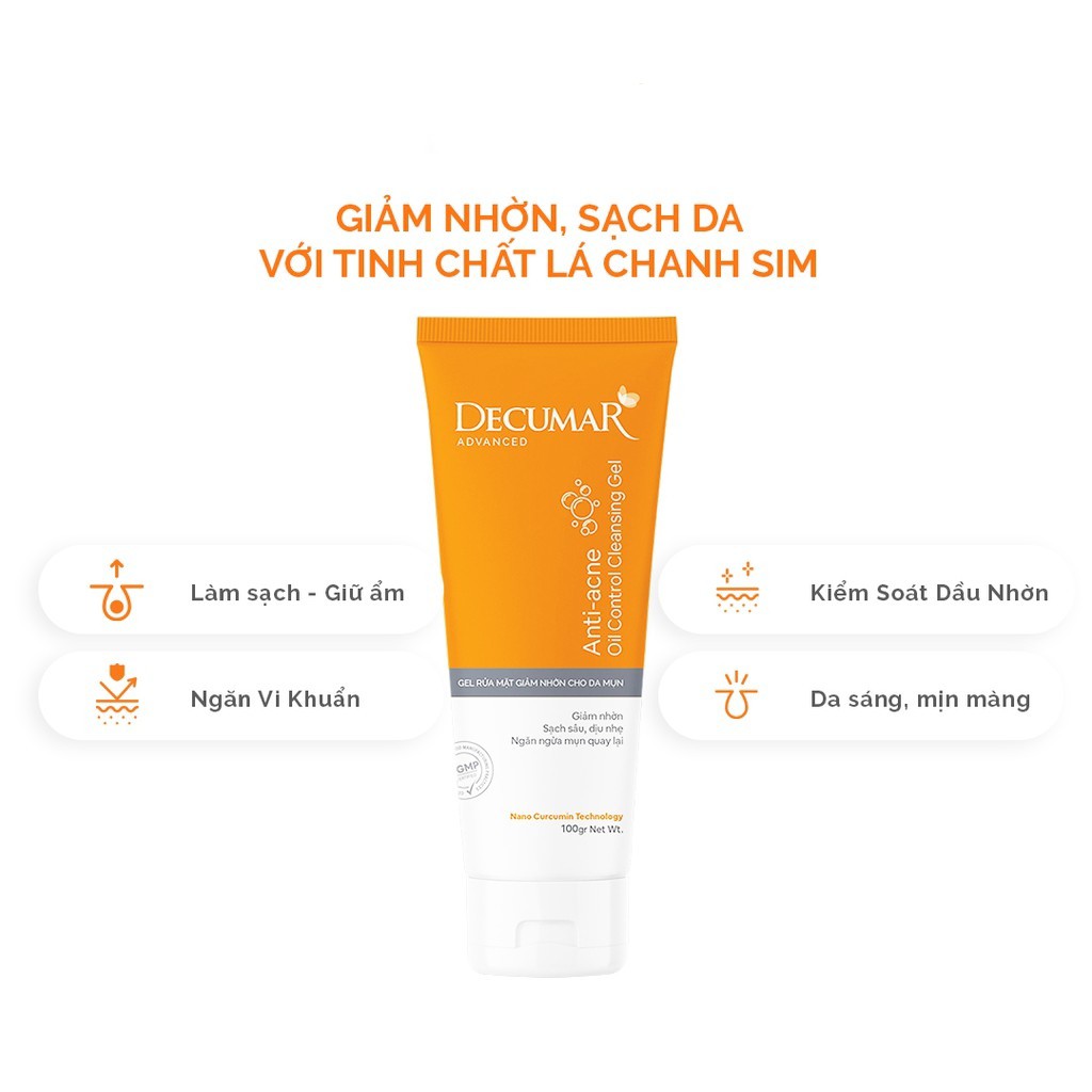 Sữa Rửa Mặt Kiểm Soát Nhờn Mụn Dạng Gel Decumar Advanced (CVI) (Tuýp 100 gram) [Chính Hãng]