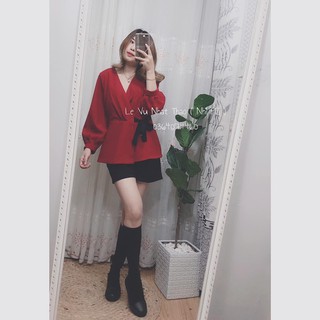 ÁO PEPLUM ĐẮP CHÉO NGỰC CỘT NƠ EO