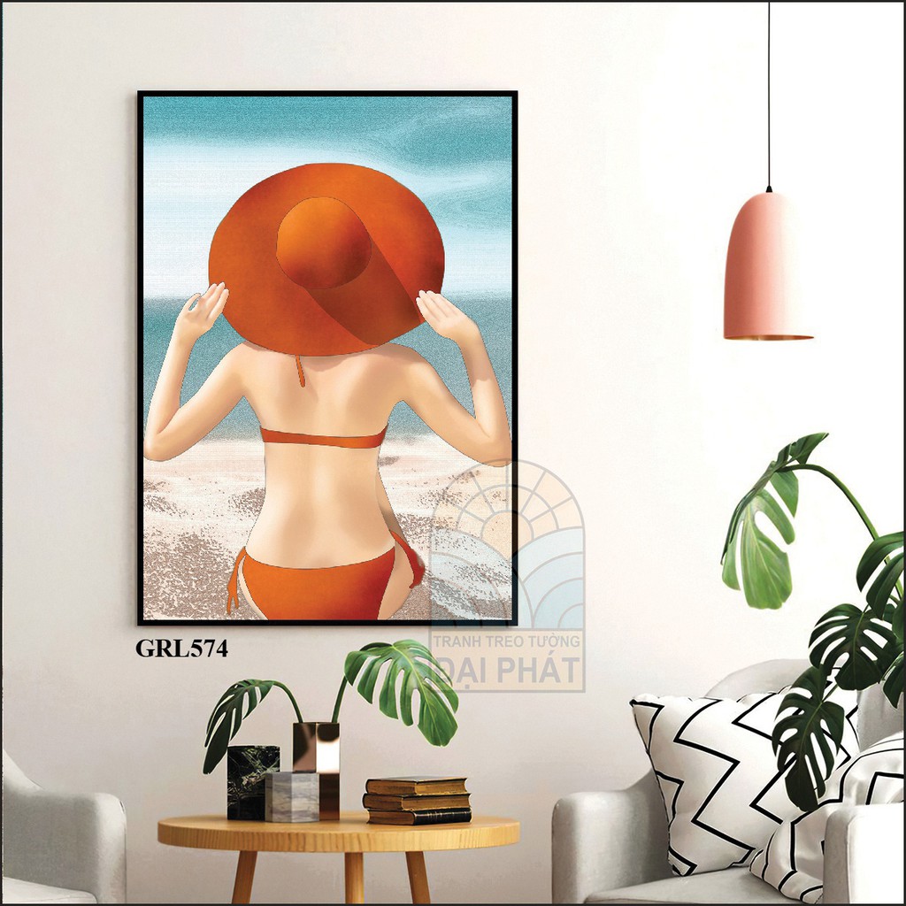 Tranh tráng gương cô gái phù hợp treo spa thẩm mỹ viện