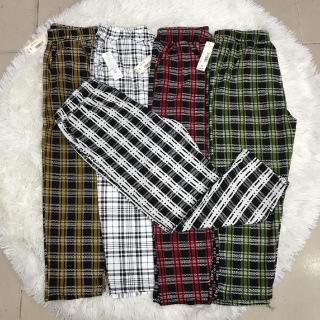 Quần baggy caro nữQuần sọc caro lưng thun
