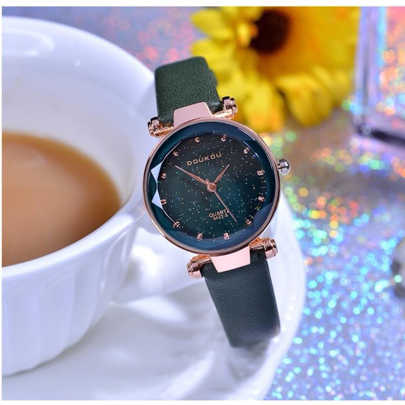 [ xả kho ] Đồng hồ nữ DouKou 71720 dây da cao cấp mặt tròn