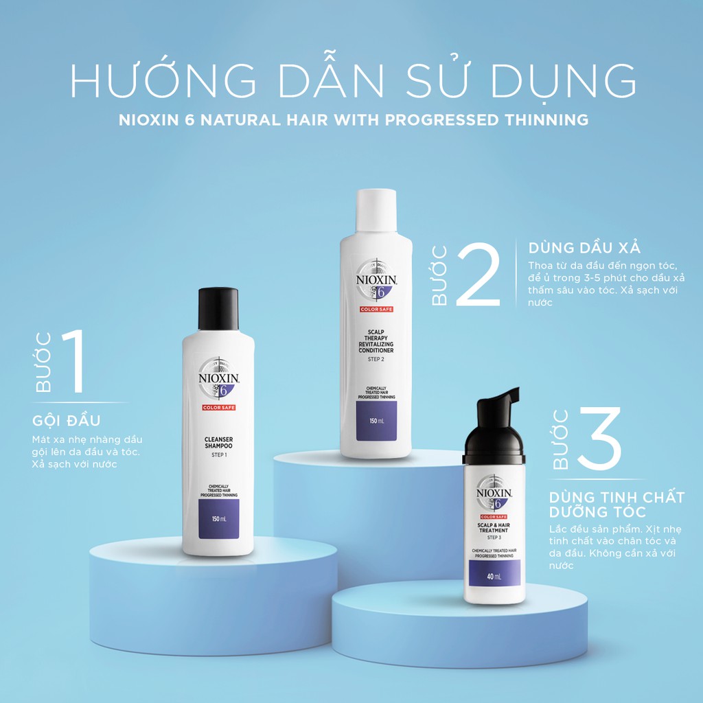 Dầu Gội NIOXIN 6 Cho Tóc Hay Tạo Kiểu, Thưa Mỏng Và Rụng Nhiều Trong Thời Gian Dài Cleanser Chemically Treated Hair 1L