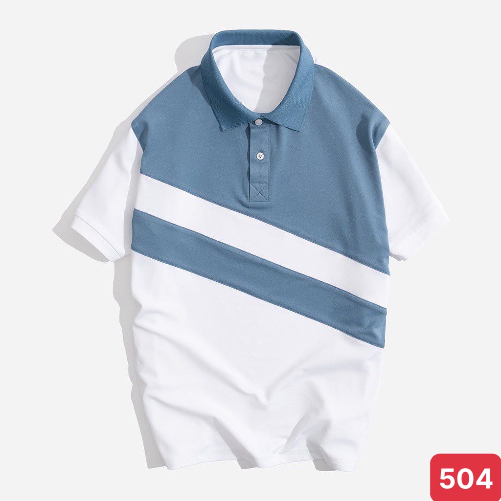 Áo thun nam polo cổ trụ màu trắng chất vải cotton dày dặn co giãn tay ngắn, phông nam đẹp ADO28 nhiều mẫu