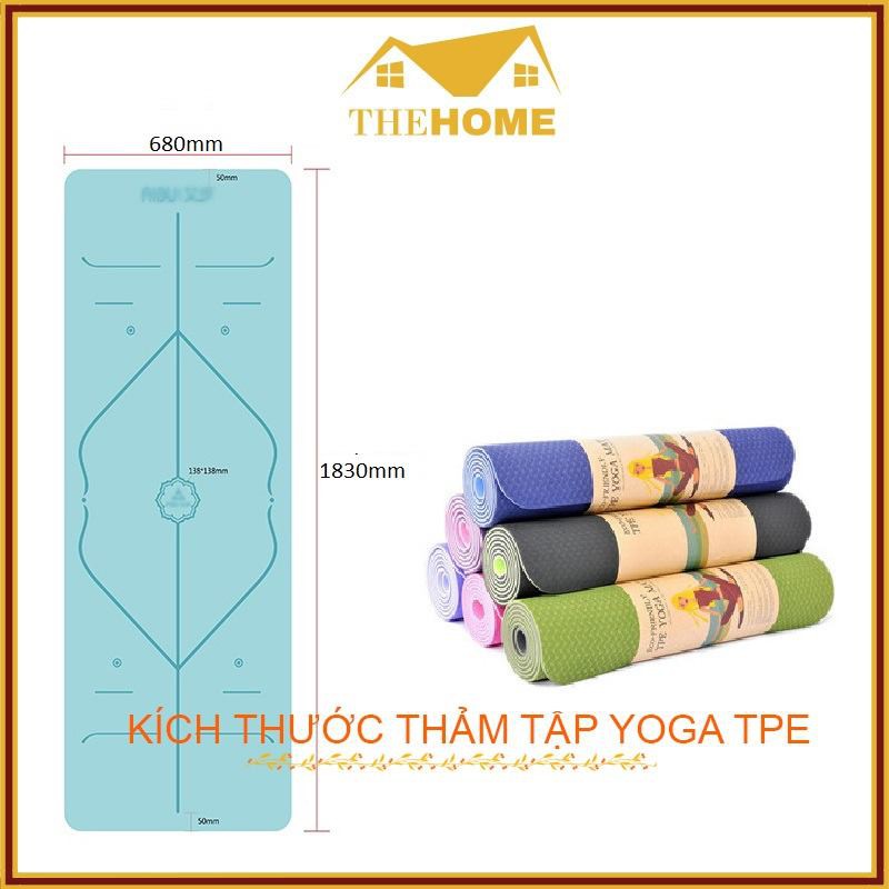 Thảm Tập Yoga 2 Lớp TPE Độ Dày Chuẩn 8mm (KÈM TÚI ĐỰNG), Thảm Tập Gym Chống Trơn Trượt