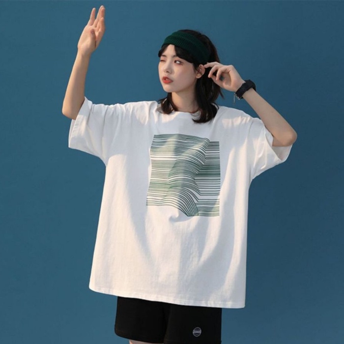 Áo Thun Ngắn Tay Họa Tiết Kẻ Sọc 4 Màu Sắc Thời Trang Mùa Hè Cho Nữ