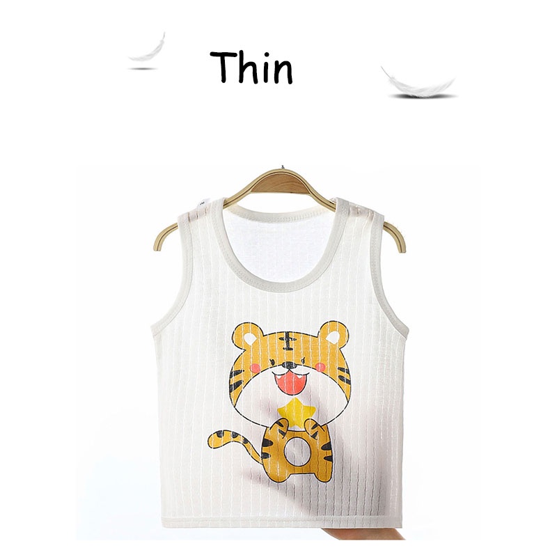 Áo sát nách SANITKUN vải cotton mỏng thoáng khí in hoạt hình thời trang mùa hè cho bé