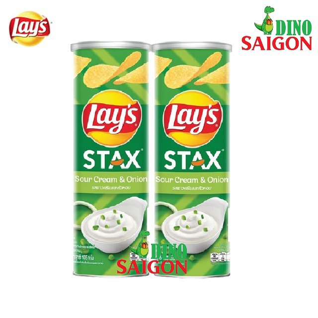 Bộ 2 Hộp Bánh Snack Khoai Tây Lay's Stax Thái Lan 105g Vị Kem Chua hành