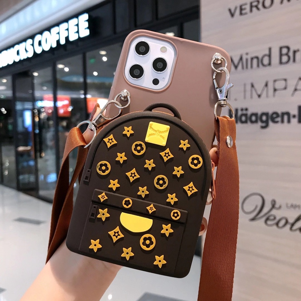 Ốp điện thoại silicon mềm có túi và dây đeo cho Apple iPhone X XR XS MAX 7 7Plus 8 8Plus 6 6Plus 6s 6sPlus 5 5s 5e
