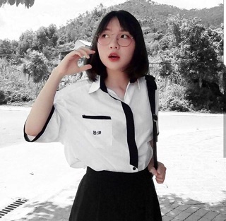 Áo sơ mi thêu chữ