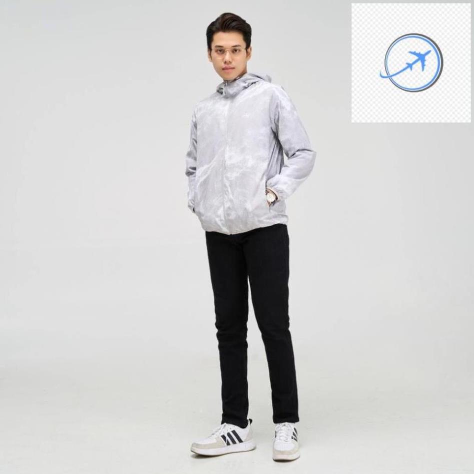 Áo khoác gió nam YODY, áo gió nam hai lớp in loang trượt nước có mũ cản gió bụi - AKM4687 -m98 a 2022 #