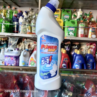 Nước Tẩy rửa bồn cầu và nhà tắm POWER100 hương bạc hà chai To 900ml màu trắng