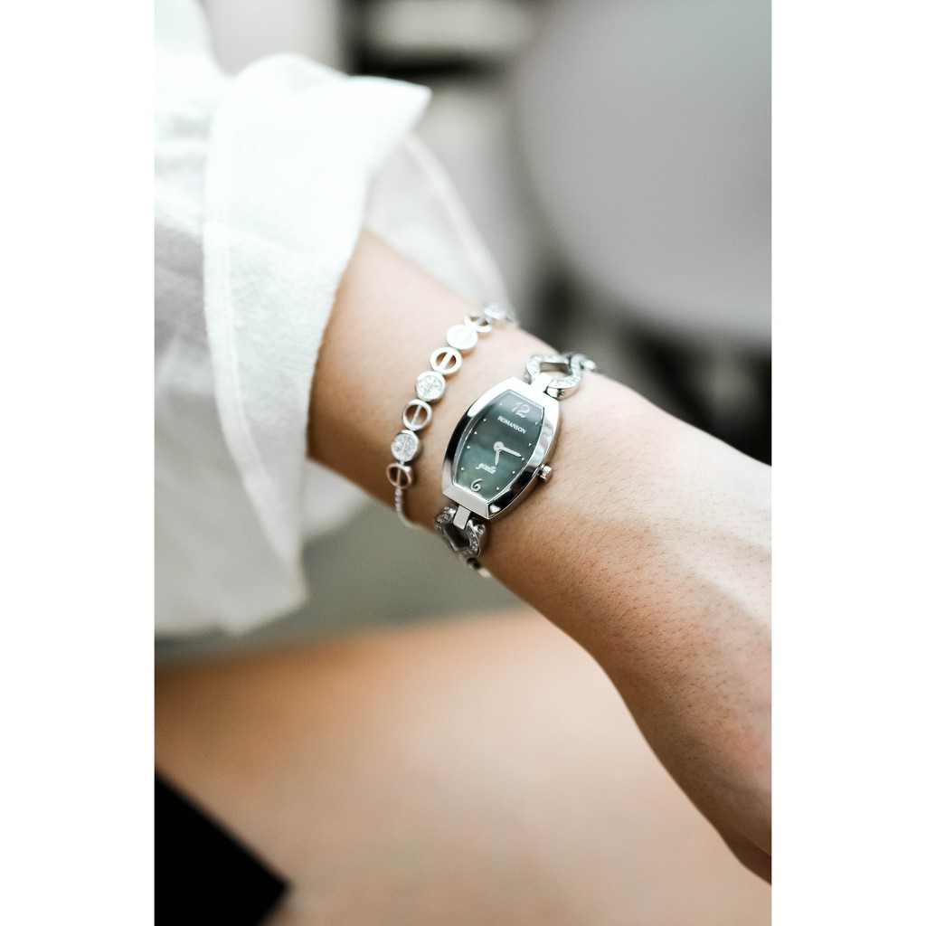Đồng hồ Romanson Woman Watch RM9238QLWBK nữ mặt nhỏ đính đá, chống nước, máy Thụy Sĩ dây thép cao cấp chính hãng