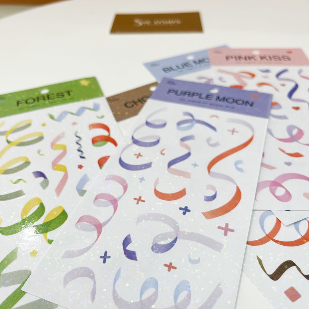 Sticker Confetti ruy băng nhiều màu