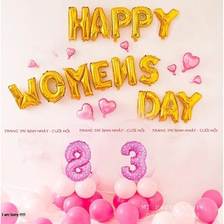 Set Bóng NGÀY PHỤ NỮ 8/3 HAPPY WOMENS DAY kèm BƠM + BĂNG DÍNH(MS02)