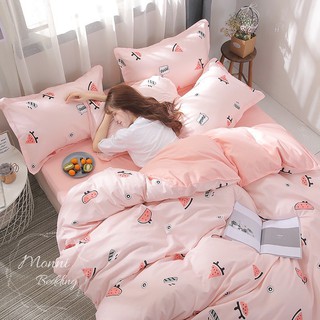 BỘ CHĂN GA GỐI COTON POLY MẪU DƯA HẤU HỒNG SIÊU CUTE, GA GIƯỜNG ĐẸP