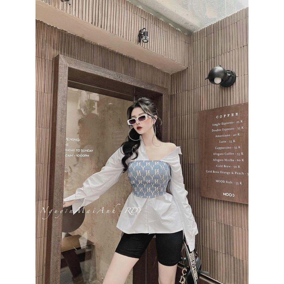 áo sơ mi phối tay dài họa tiết form giấu quần mẫu thời trang nữ cá tính phong cách mới lạ🌸❤️⭐️😜❤️🌸 ls009