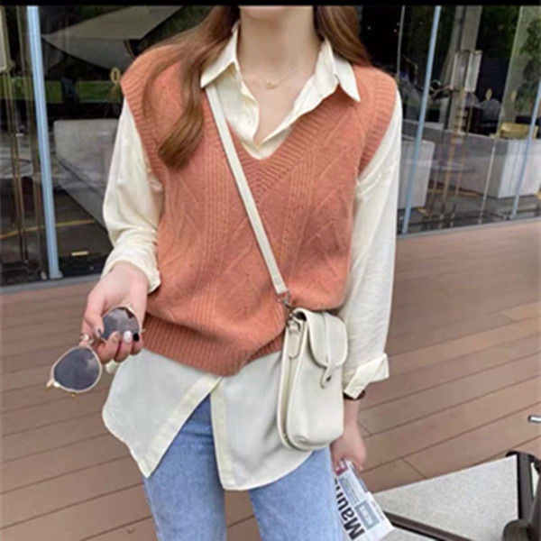 Áo len không tay cổ chữ V dáng rộng phong cách Hàn Quốc thời trang mới cho nữ