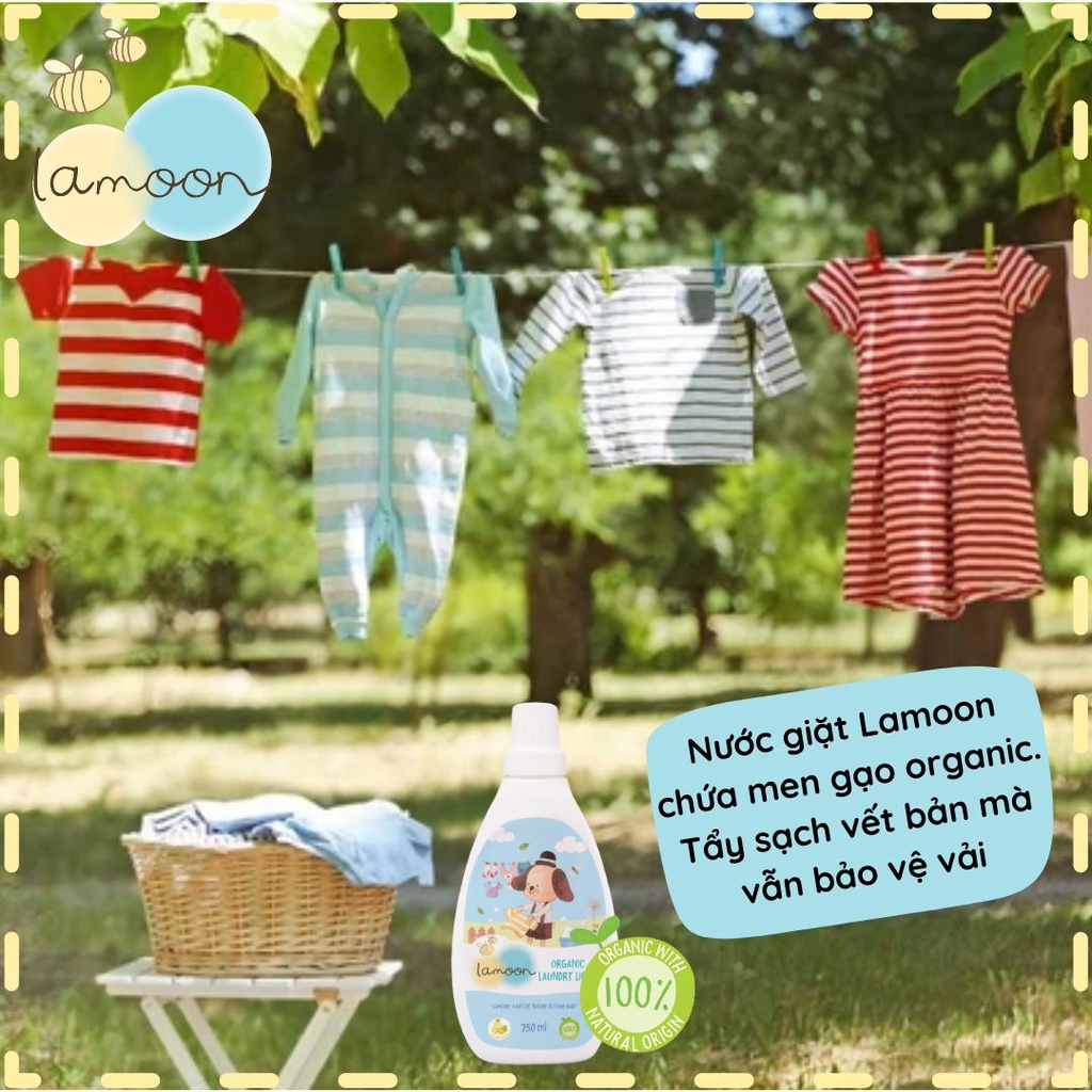 Nước giặt quần áo Organic cho bé Lamoon - Bình 750ml