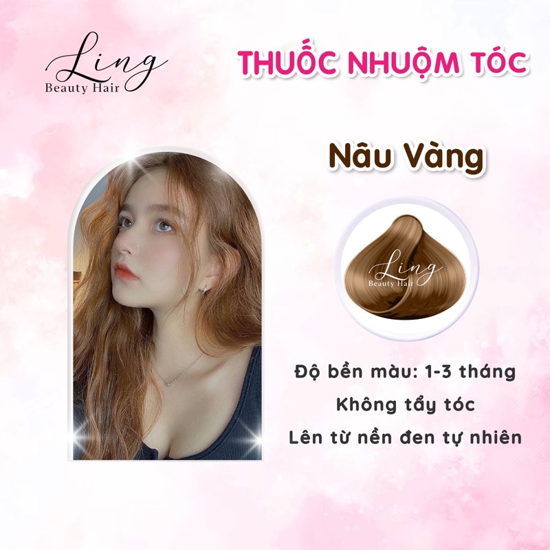 Thuốc nhuộm tóc màu NÂU VÀNG, không tẩy tóc lên từ nền đen tự nhiên