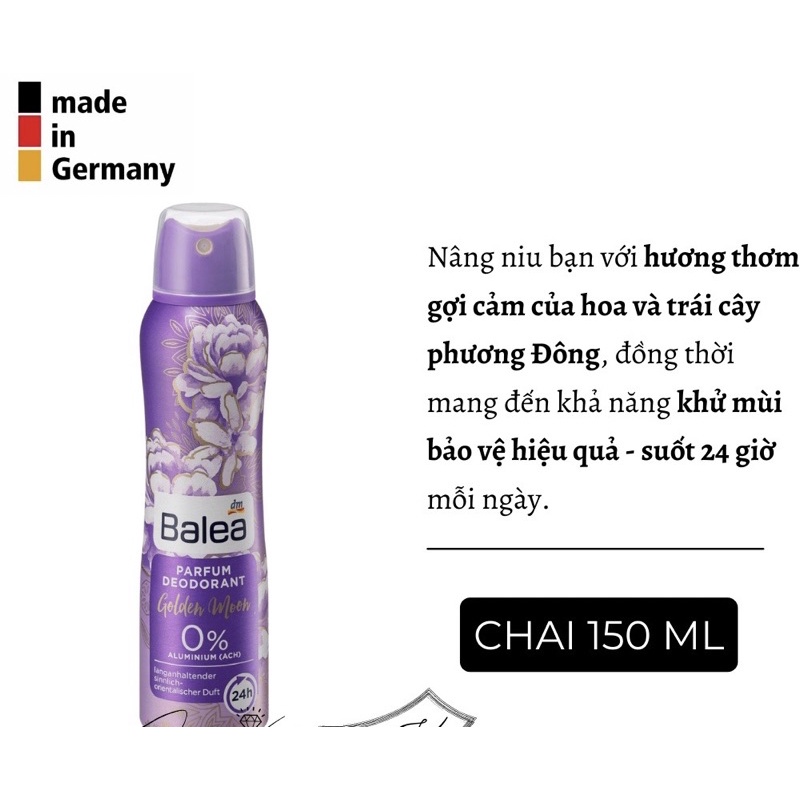 XỊT KHỬ MÙI HƯƠNG NƯỚC HOA, XỊT NƯỚC HOA TOÀN THÂN BALEA ĐỨC 150ml - lưu hương lâu 24h
