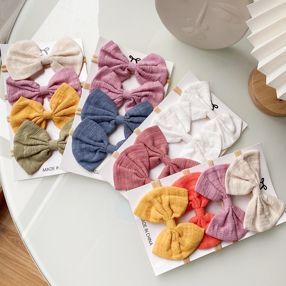 Set 4 băng đô nơ KIDSBOWS nhiều màu sắc dễ thương thời trang dành cho bé gái