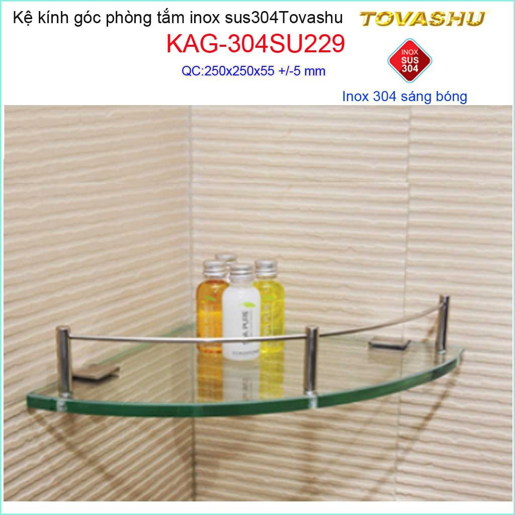 Kệ kiếng phòng tắm, kệ kiếng góc cao cấp Tovashu KAG-304SU229