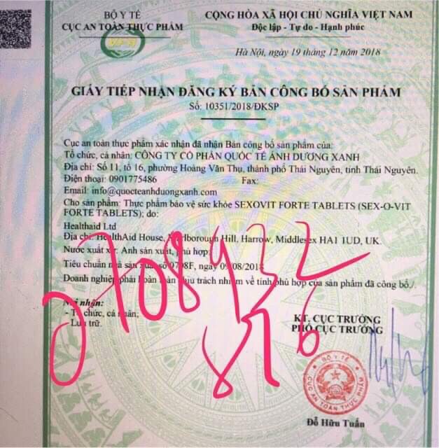 Viên uống tăng cường sinh lý HealthAid SexOVit Forte (Giúp cải thiện chức năng sinh lý cho cả nam và nữ...)(sx:Anh)
