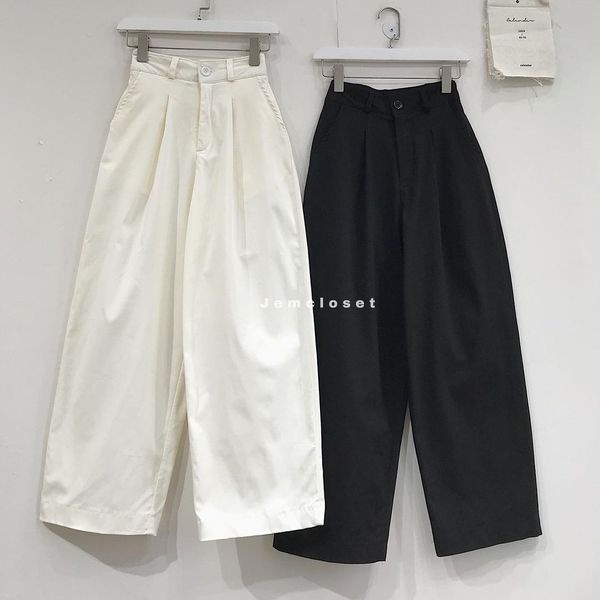 Quần Kaki Nữ JEMCLOSET dài dáng suông ulzzang hai màu trắng đen Lotus - 1705